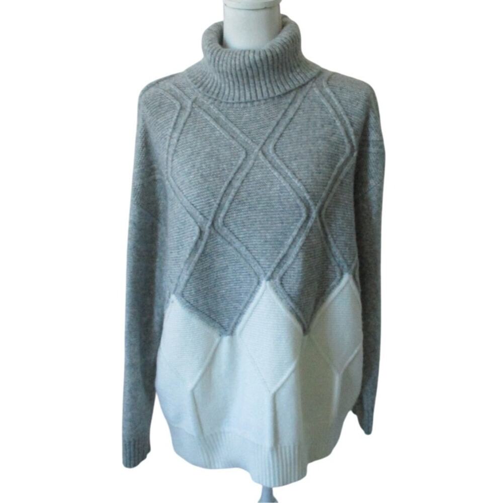 Simply Vera Wang Women's Long Sleeve Gray & White Turtleneck Sweater Size Large